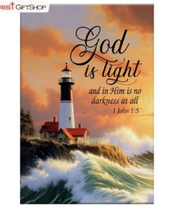 1 John 15 God Is Light, Lighthouse, Christian Wall Art Canvas