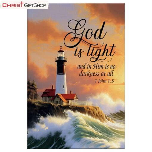 1 John 15 God Is Light, Lighthouse, Christian Wall Art Canvas