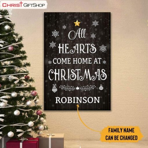 All Hearts Come Home For Christmas Wall Art Canvas, Christian Christmas Gifts