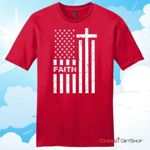 American flag and Faith mens Christian T Shirt