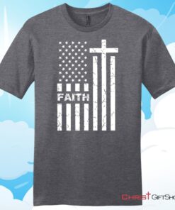 American flag and Faith mens Christian T Shirt