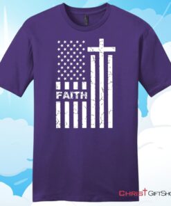 American flag and Faith mens Christian T Shirt