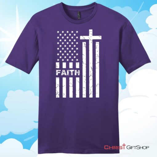 American flag and Faith mens Christian T Shirt