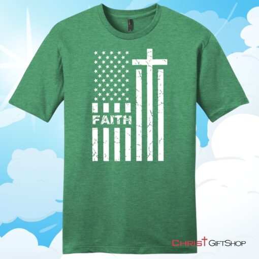 American flag and Faith mens Christian T Shirt