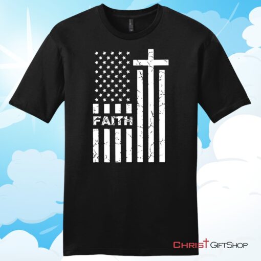 American flag and Faith mens Christian T Shirt