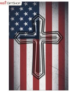 American Flag Cross Wall Art Poster, Canvas Print