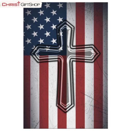 American Flag Cross Wall Art Poster, Canvas Print