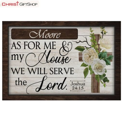 As For Me And My House Wall Art, Family Name Christian Canvas Wall Art