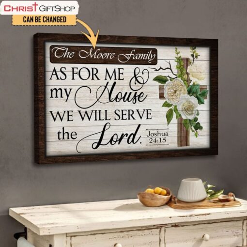 As For Me And My House Wall Art, Family Name Christian Canvas Wall Art