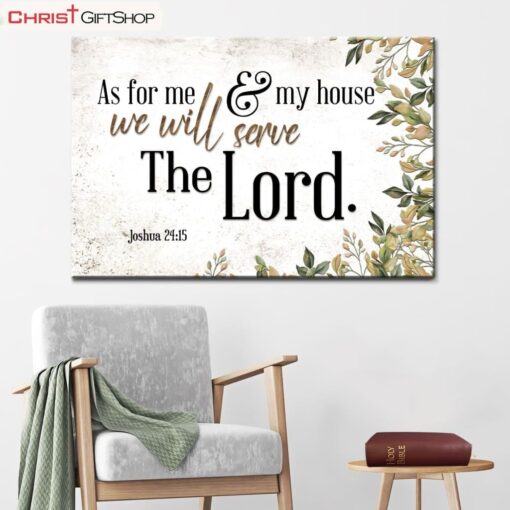 As For Me And My House Wall Art, Joshua 2415 Bible Verse Wall Art Poster, Canvas Print