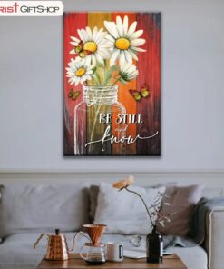 Be Still And Know Daisy Butterfly Wall Art Canvas