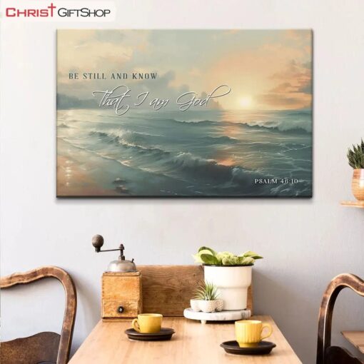 Be Still And Know, Seascape, Psalm 4610 Wall Art Poster, Canvas Print