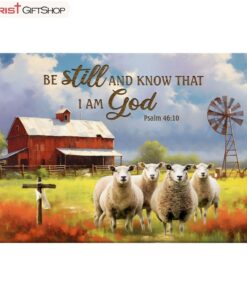 Be Still And Know That I Am God Psalm 4610, Red Barn And Sheep Wall Art