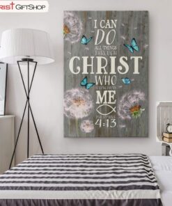 Bible Verse Wall Art I Can Do All Things Through Christ Dandelion Poster, Canvas Print