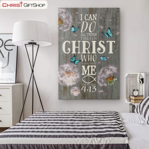 Bible Verse Wall Art I Can Do All Things Through Christ Dandelion Poster, Canvas Print