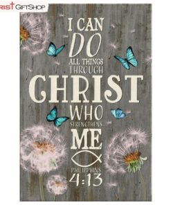 Bible Verse Wall Art I Can Do All Things Through Christ Dandelion Poster, Canvas Print