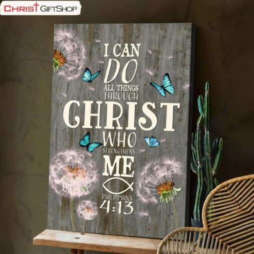 Bible Verse Wall Art I Can Do All Things Through Christ Dandelion Poster, Canvas Print