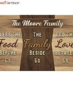 Bless The Food Before Us Custom Personalized Family Name Wall Art Canvas