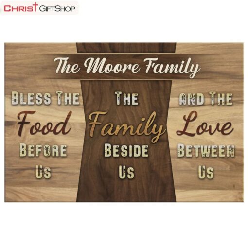 Bless The Food Before Us Custom Personalized Family Name Wall Art Canvas