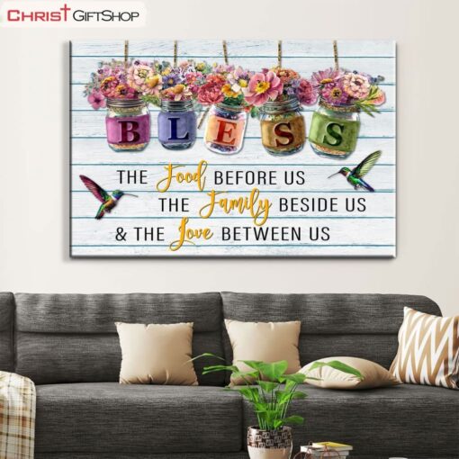 Bless The Food Before Us, Flowers Hanging In Jars Wall Art