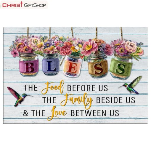 Bless The Food Before Us, Flowers Hanging In Jars Wall Art