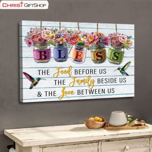 Bless The Food Before Us, Flowers Hanging In Jars Wall Art