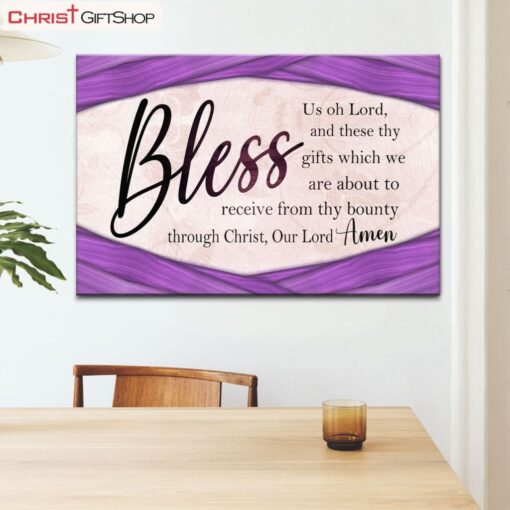 Bless Us Oh Lord Wall Art Grace Prayer, Praying Before Meals Canvas Wall Art