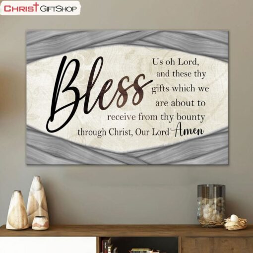 Bless Us Oh Lord Wall Art Grace Prayer, Praying Before Meals Canvas Wall Art