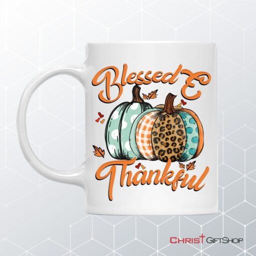 Blessed And Thankful Leopard Pumpkin Coffee Ceramic Mug