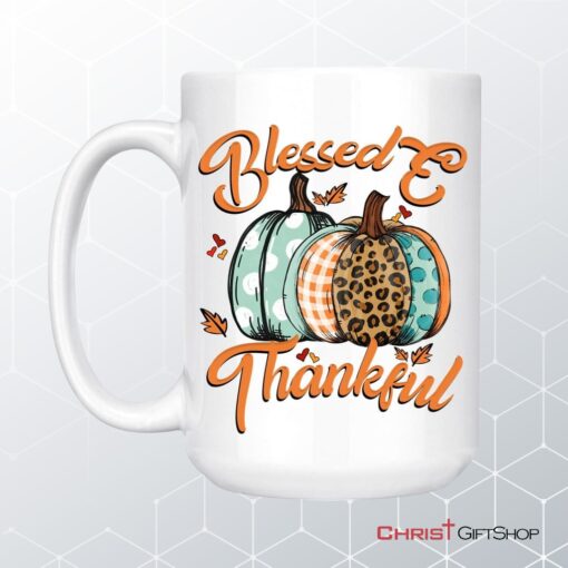 Blessed And Thankful Leopard Pumpkin Coffee Ceramic Mug