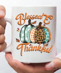 Blessed And Thankful Leopard Pumpkin Coffee Ceramic Mug