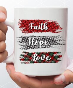 Buffalo Plaid, Faith Hope Love, Christian Coffee Mug