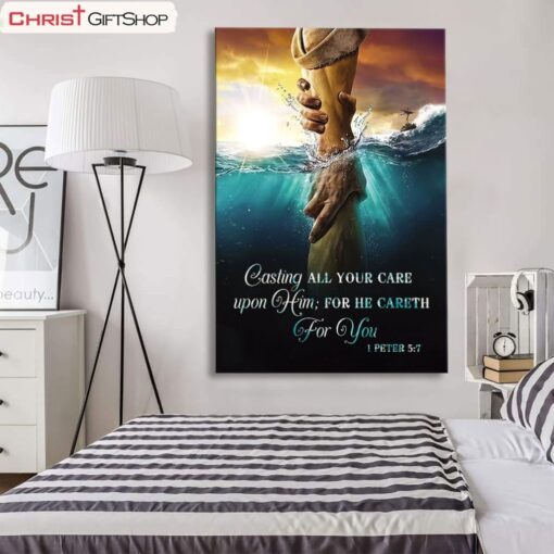 Casting All Your Care Upon Him 1 Peter 57 Kjv Wall Art Canvas, Bible Verse Wall Decor