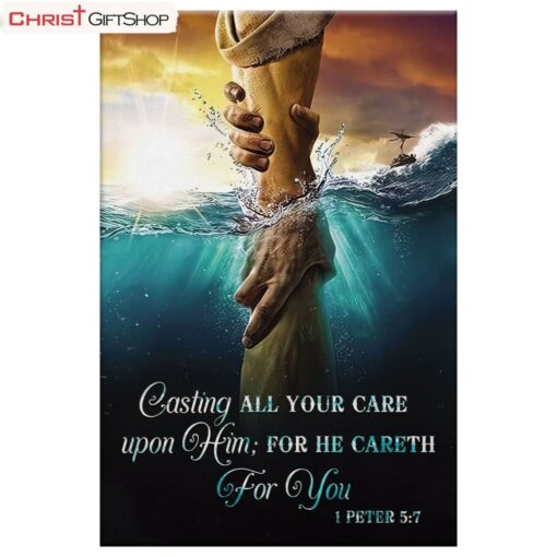 Casting All Your Care Upon Him 1 Peter 57 Kjv Wall Art Canvas, Bible Verse Wall Decor