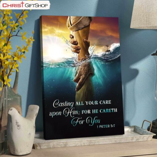 Casting All Your Care Upon Him 1 Peter 57 Kjv Wall Art Canvas, Bible Verse Wall Decor