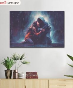 Christian Art Jesus Holds A Woman In The Storm Wall Art Canvas