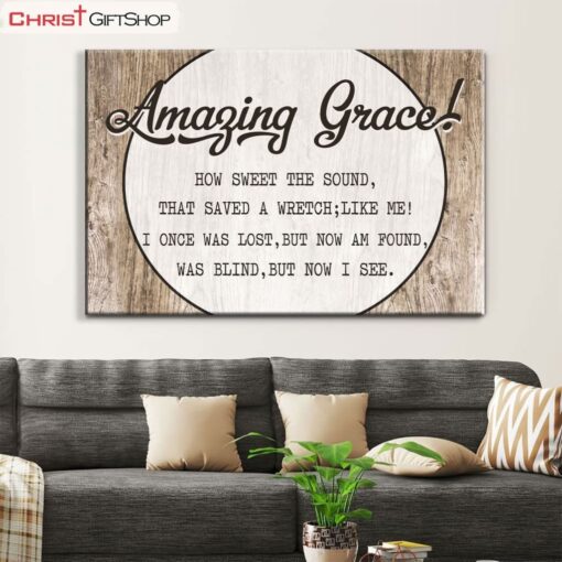 Christian Canvas Wall Art Amazing Grace How Sweet The Sound Poster, Canvas Print