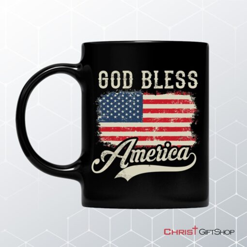 Christian Patriotic Coffee Mug American Flag God Bless America