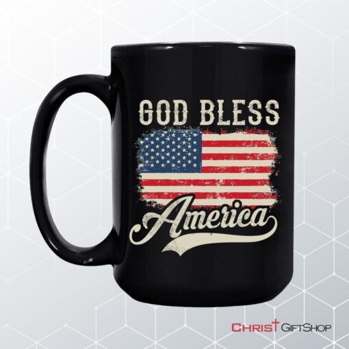 Christian Patriotic Coffee Mug American Flag God Bless America