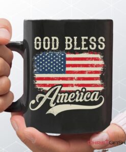 Christian Patriotic Coffee Mug American Flag God Bless America