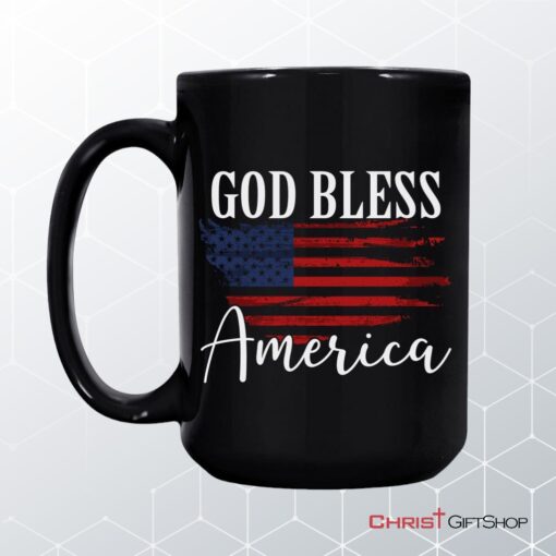 Christian Patriotic Coffee Mugs God Bless America Us Flag Mug