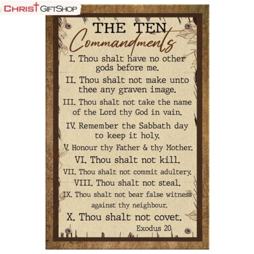 Christian Wall Art 10 Commandments Poster, Canvas Print