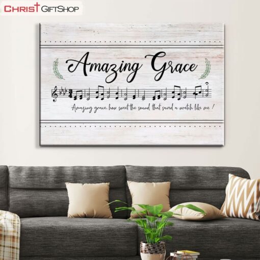 Christian Wall Art Amazing Grace How Sweet The Sound, Sheet Music, Christian Song Lyrics Canvas Art