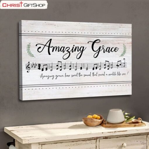 Christian Wall Art Amazing Grace How Sweet The Sound, Sheet Music, Christian Song Lyrics Canvas Art