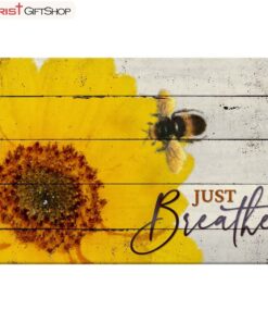 Christian Wall Art Honey Bee Flower Just Breathe Wall Art Canvas