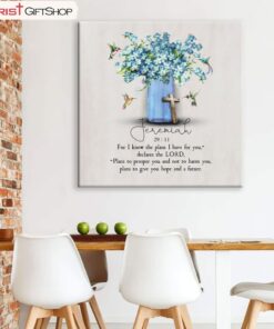 Christian Wall Art Jeremiah 2911 Niv, Hummingbird Flowers Poster, Canvas Print