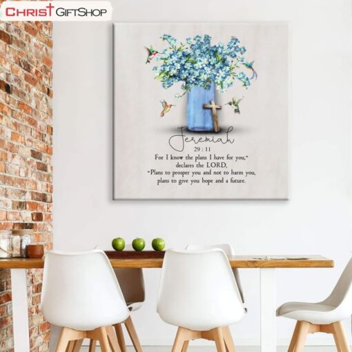 Christian Wall Art Jeremiah 2911 Niv, Hummingbird Flowers Poster, Canvas Print