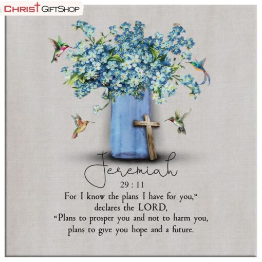 Christian Wall Art Jeremiah 2911 Niv, Hummingbird Flowers Poster, Canvas Print