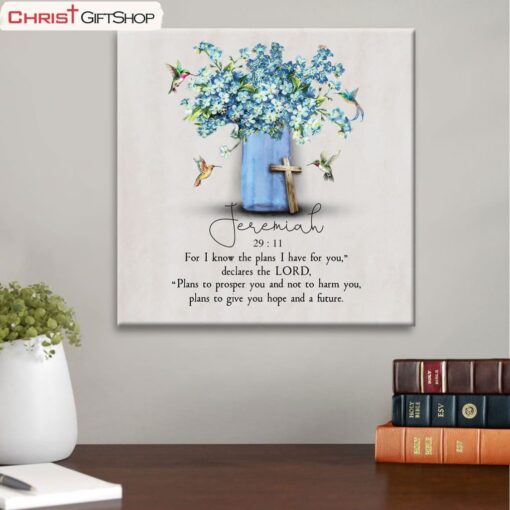 Christian Wall Art Jeremiah 2911 Niv, Hummingbird Flowers Poster, Canvas Print