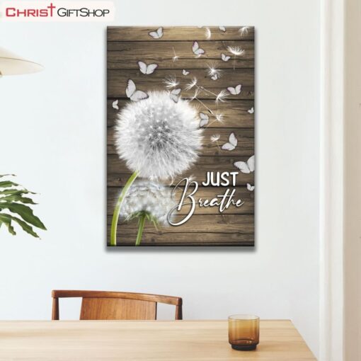 Dandelion Just Breathe Vertical Canvas Wall Art